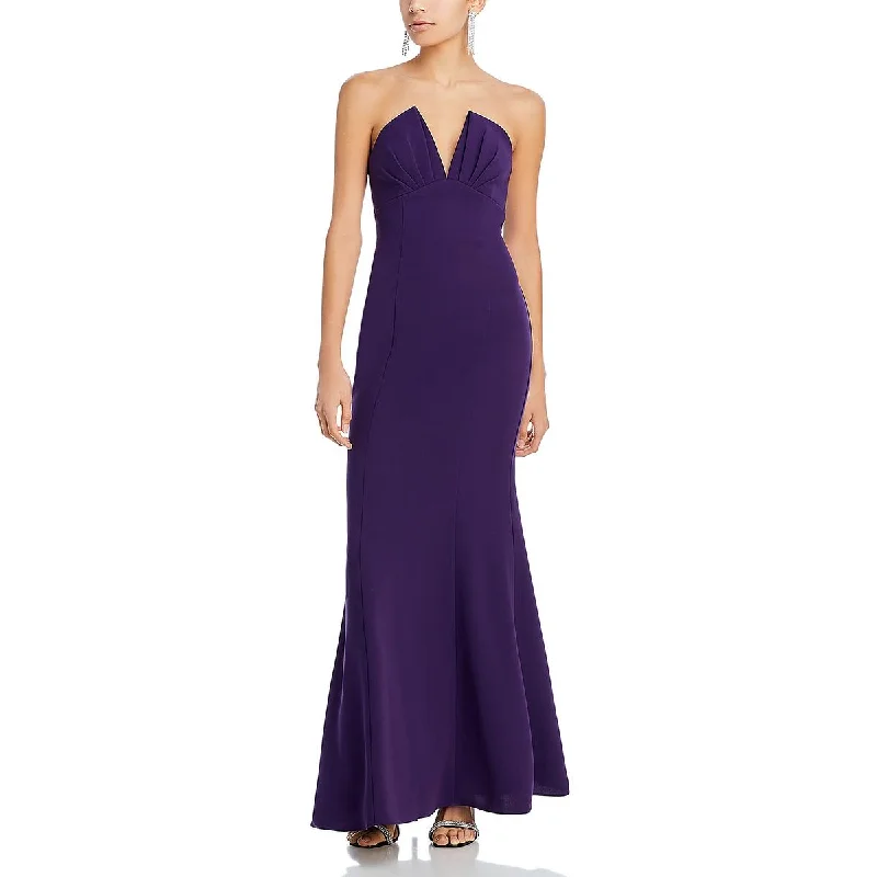 Floor-Length DressLiv Foster Womens Pleated Strapless Evening Dress