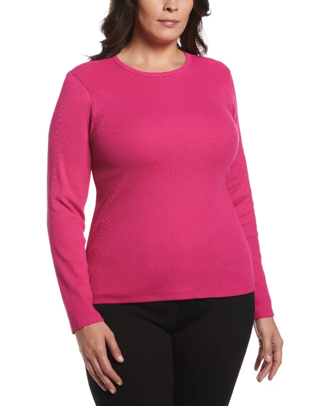 women's tops for those who love to experiment with fashionPlus Size Ribbed Crew Neck Tee