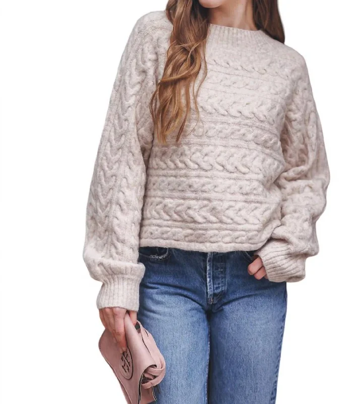 Discounted High-Quality Wool SweatersMarina Cable Knit Sweater In Oatmeal