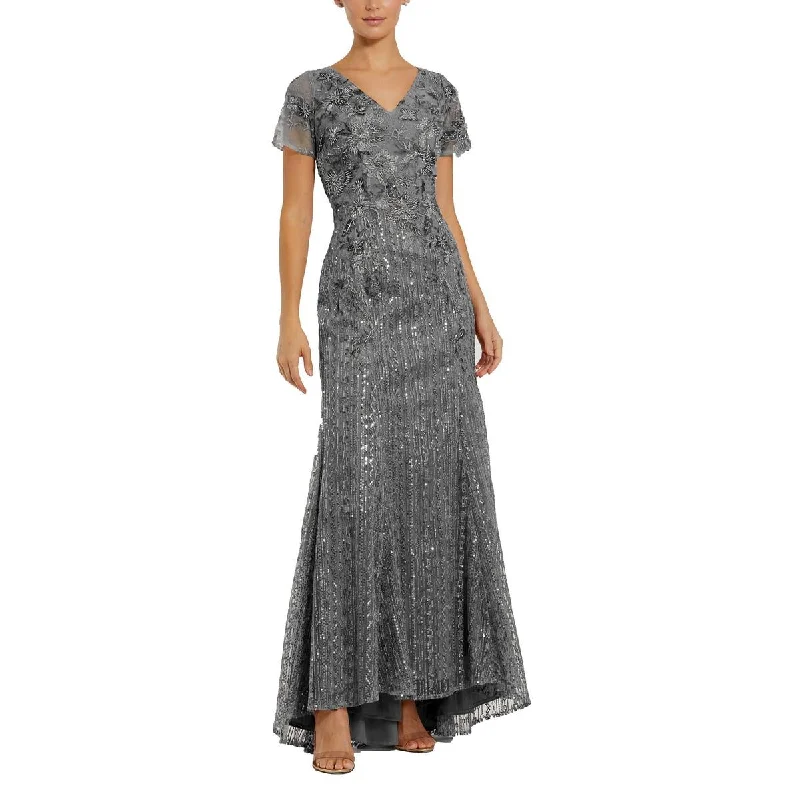 Button-Down DressMac Duggal Womens Metallic Embellished Evening Dress