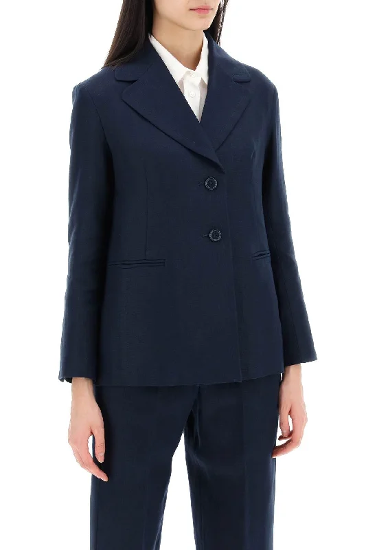 women's coats with removable fur liningsS Max Mara "single-Breasted Linen Jacket Souvenir