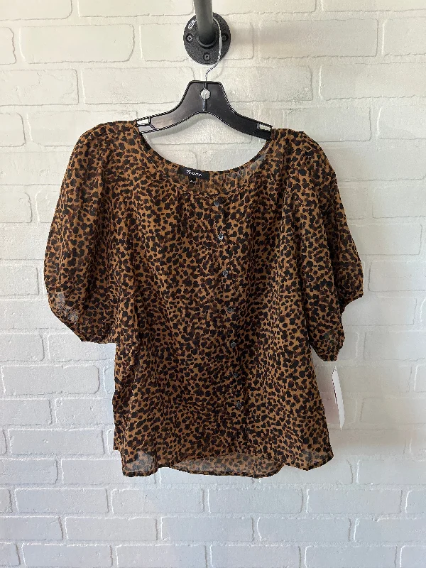 satin women's topsTop Short Sleeve By Madewell In Animal Print, Size: L