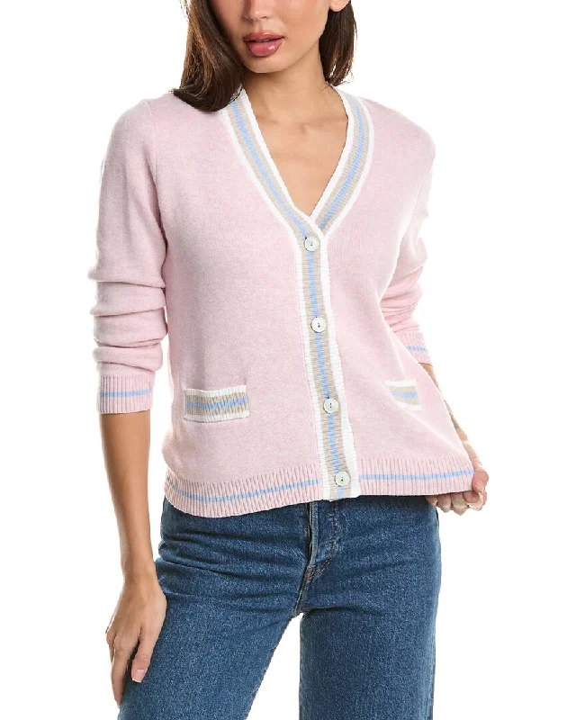 Funky SweatersForte Cashmere Tipped V-Neck Cashmere-Blend Cardigan