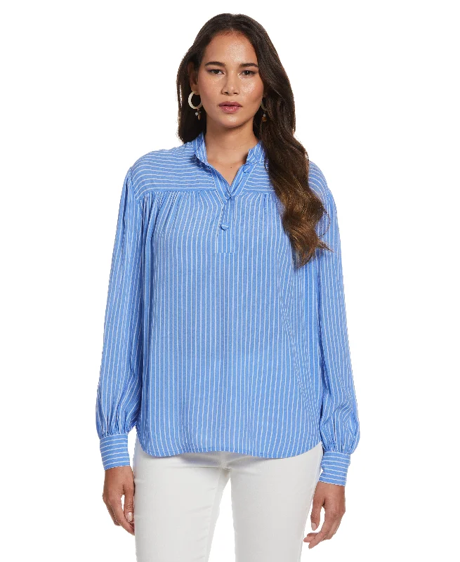 women's tops with spaghetti straps and deep V-necksPlus Size Stripe Popover Blouse