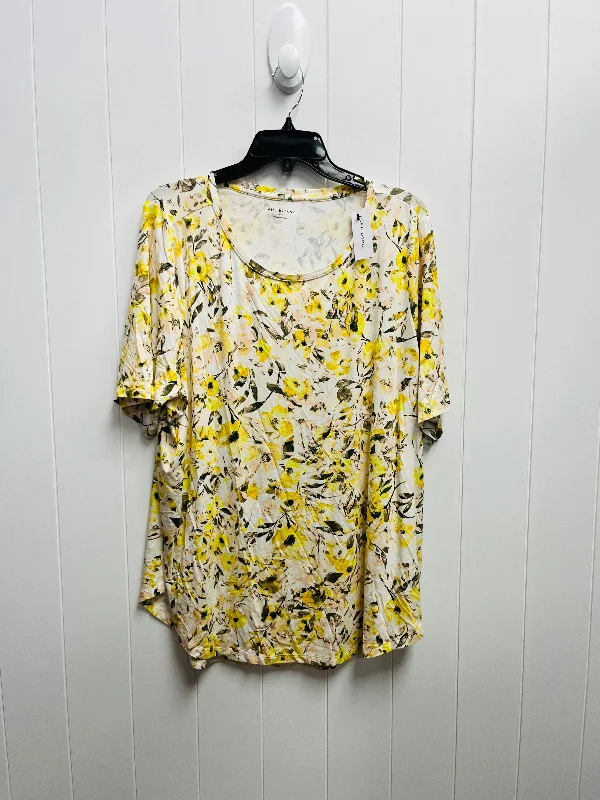 women's tops with sheer overlaysTop Short Sleeve By Lane Bryant In Yellow, Size: 18