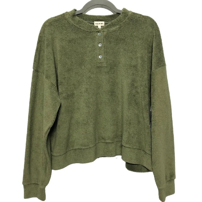 women's tops with beading accentsTop Long Sleeve By Donni In Green, Size: L