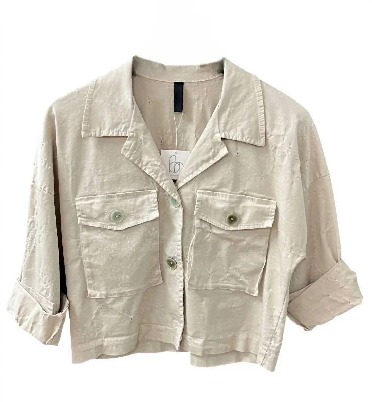 sustainable women's coatsWomen's Distressed Jacket In Khaki