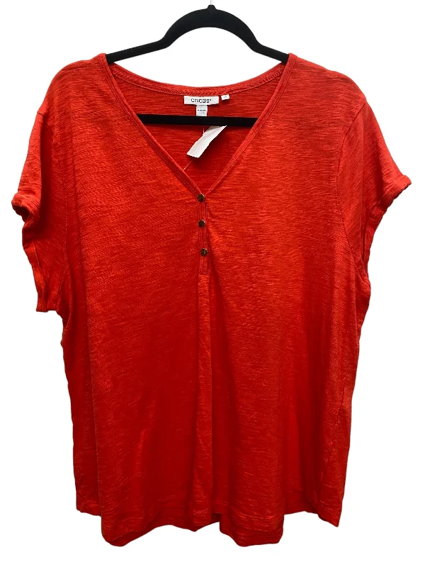 women's tops for wedding guest attireTop Short Sleeve By Chicos In Red, Size: 2