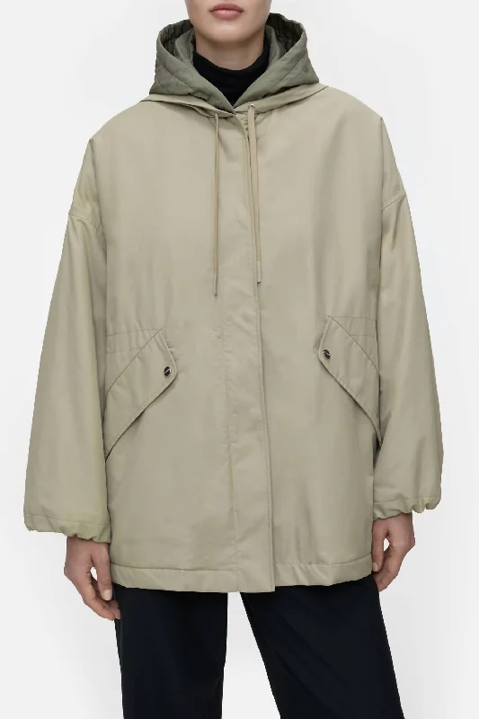 women's coats for snowboardingHooded Parka Jacket In Pale Olive