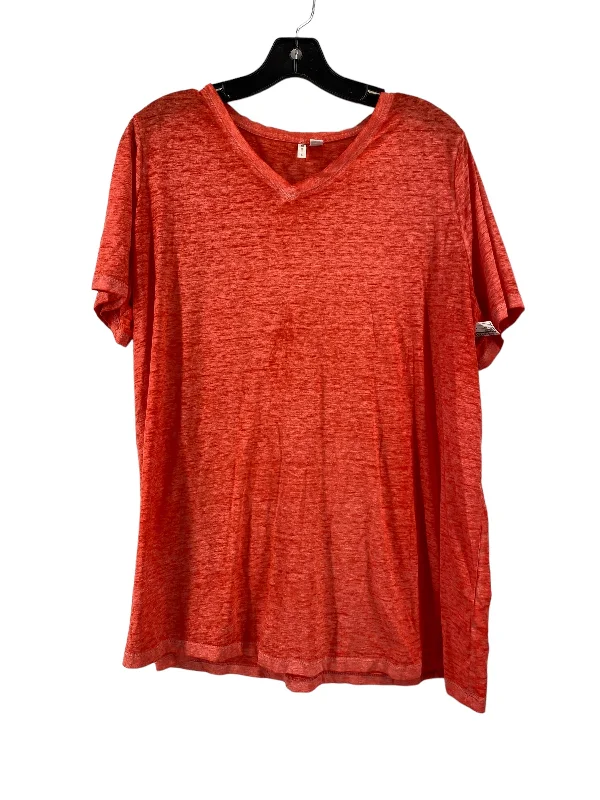 women's tops with unique designsTop Short Sleeve By Cato In Orange, Size: 2x