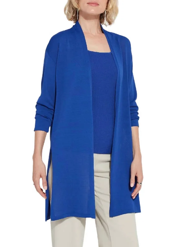 Quick-Dry Soft Knitted SweatersAvril Knit Duster In Cobalt Pop