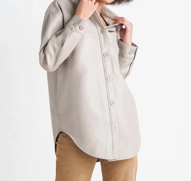 sustainable women's coatsPu Shacket In Light Taupe