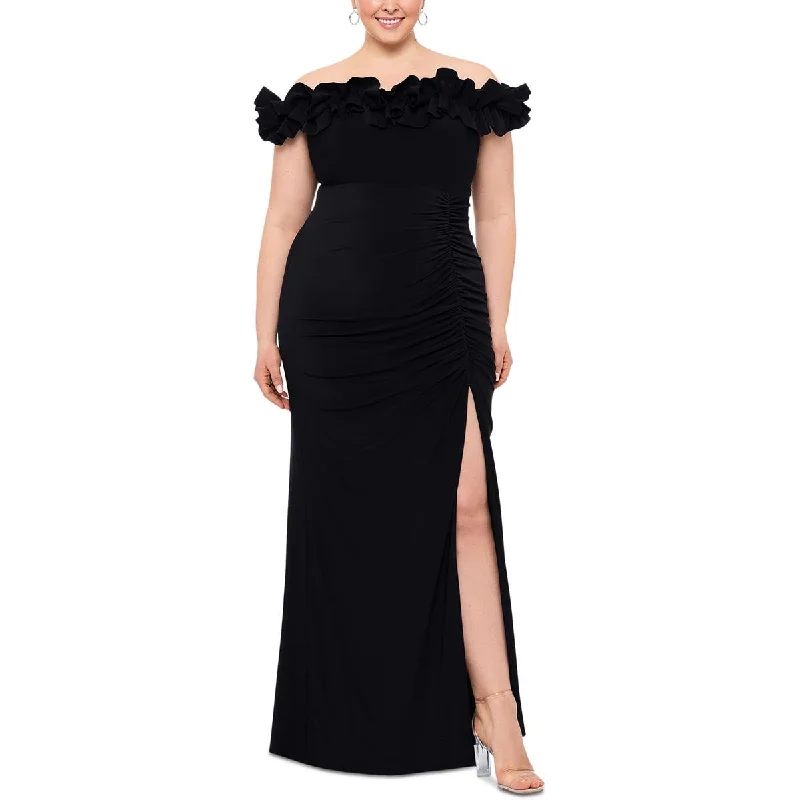 women's custom dressesXscape Womens Plus Full Length Off-The-Shoulder Evening Dress