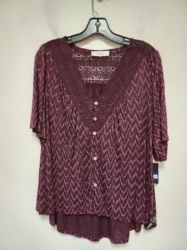 women's tops for vintage fashion enthusiastsTop Short Sleeve By Lucky Brand In Purple, Size: L