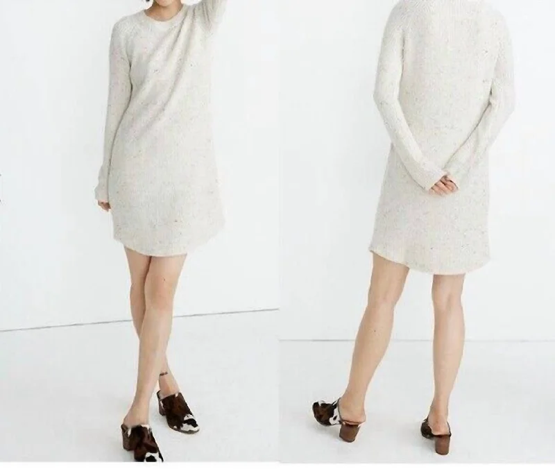 Baby SweatersCurved Hem Wool Blend Sweater Dress In Beige