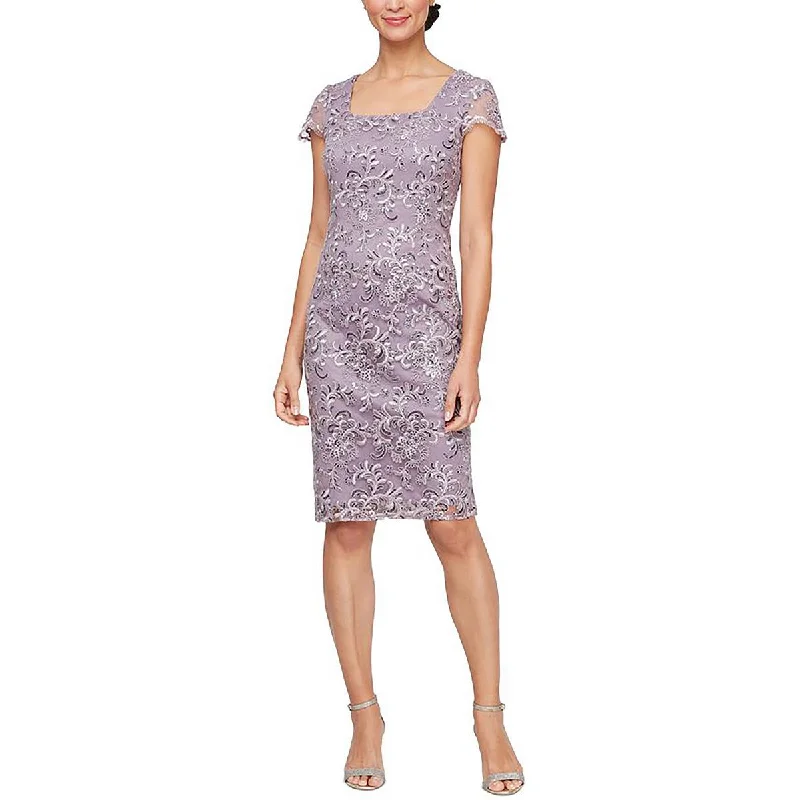 women's sleeveless dressesAlex Evenings Womens Sequined Knee Length Sheath Dress