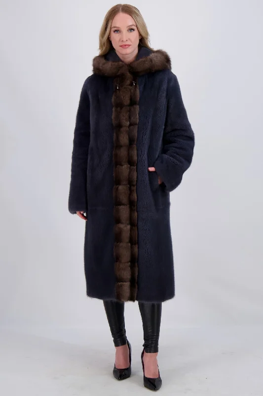 women's coats for formal eventsMINK PARKA WITH SABLE TRIM