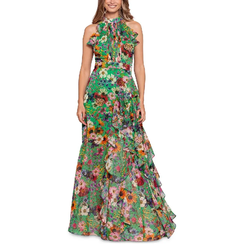 women's vintage dressesBetsy & Adam Womens Floral Print Chiffon Evening Dress