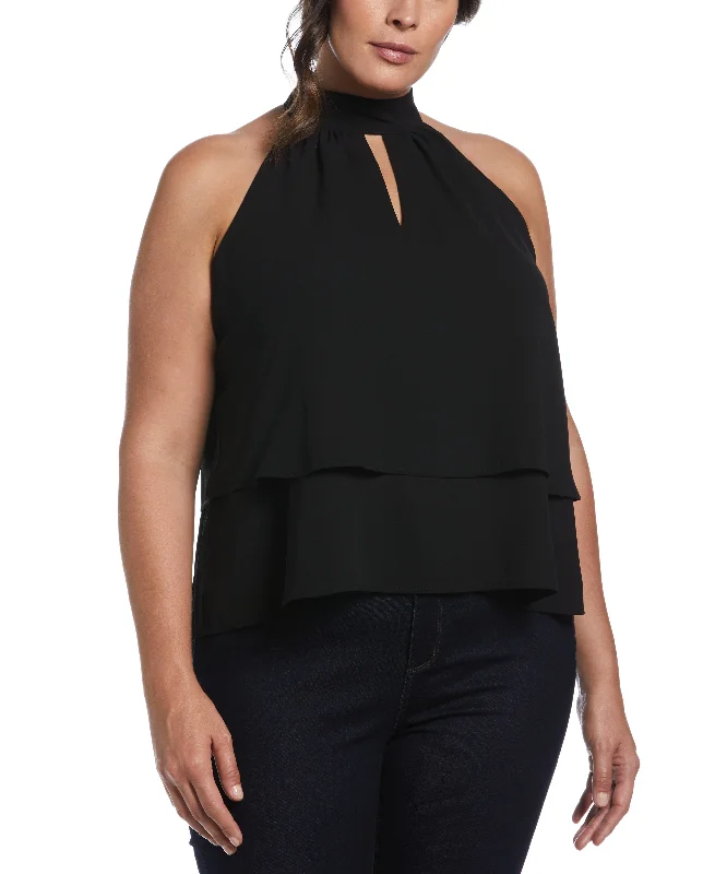 women's tops for those who want to stay cool and chic during warmer weatherPlus Size Tiered Halter Top