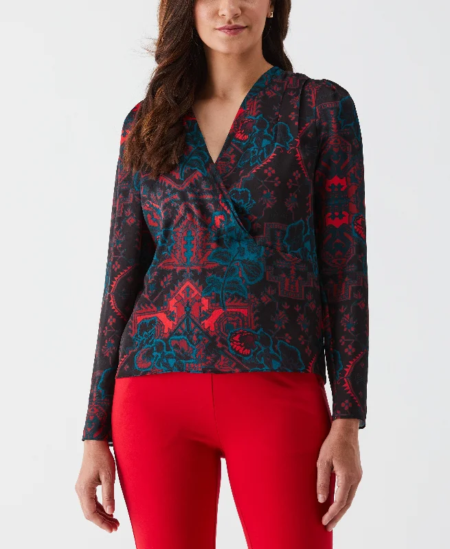 camisoles for womenPetite Grand Tapestry Print Cross-Front Blouse