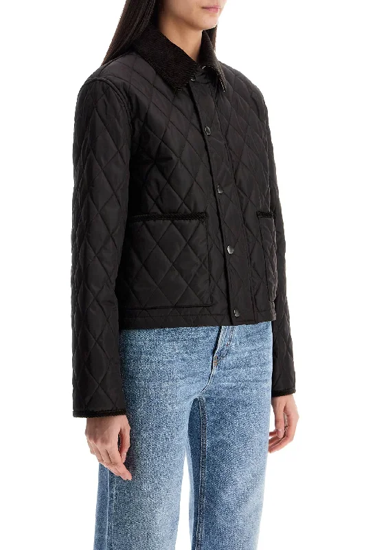 parkas for womenBurberry Black Quilted Nylon Cropped Jacket With High Collar