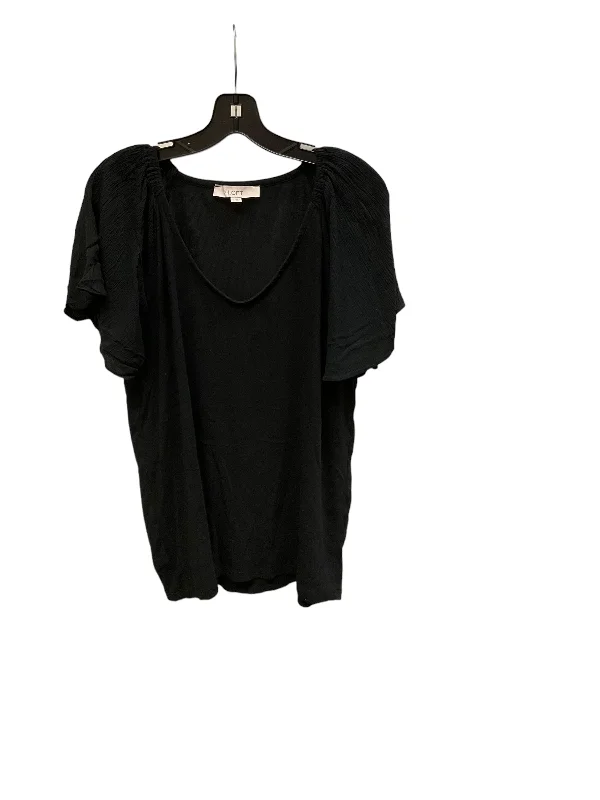 women's tops made from cottonTop Short Sleeve By Loft In Black, Size: Xl