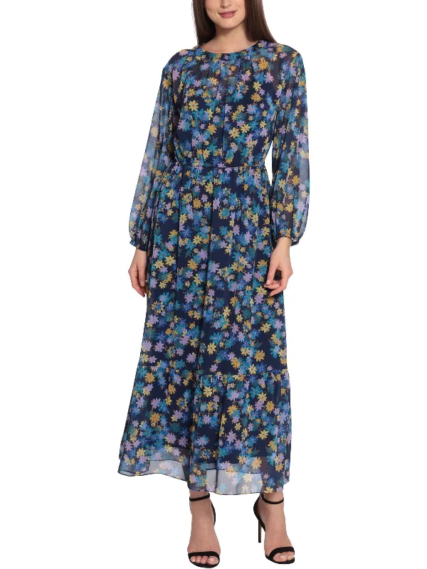 women's bespoke dressesWomens Floral Ruched Maxi Dress