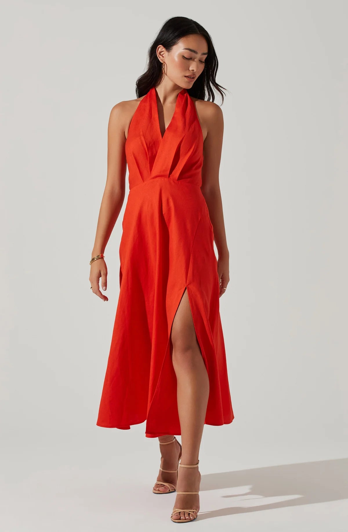 Statement DressKeava Halter Midi Dress - Chili