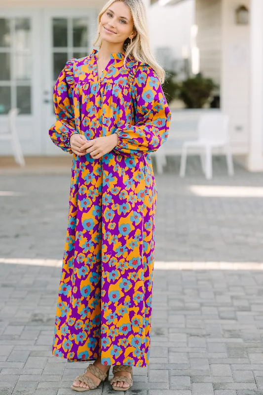 women's fashionable dressesFind You Well Purple Floral Maxi Dress