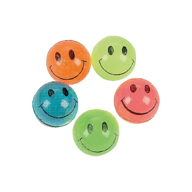 Knit DressMini Neon Smile Face Bouncing Balls 7/8" | 144 ct