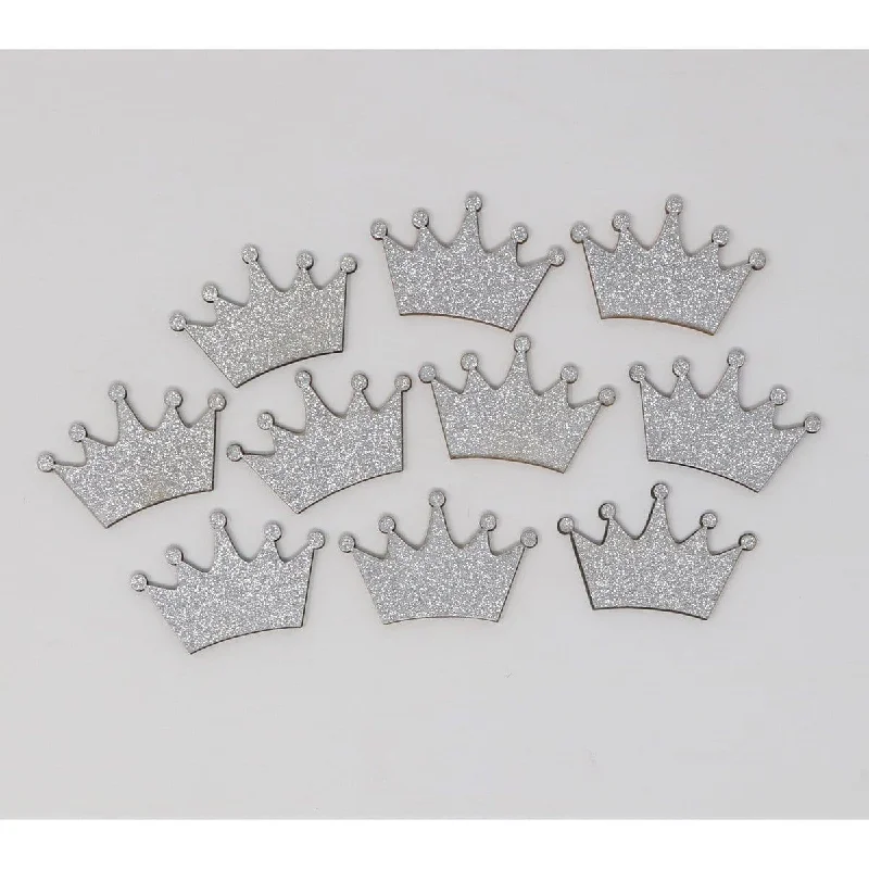 Bridesmaid DressSilver wooden mini crown embellishments, 10 per package