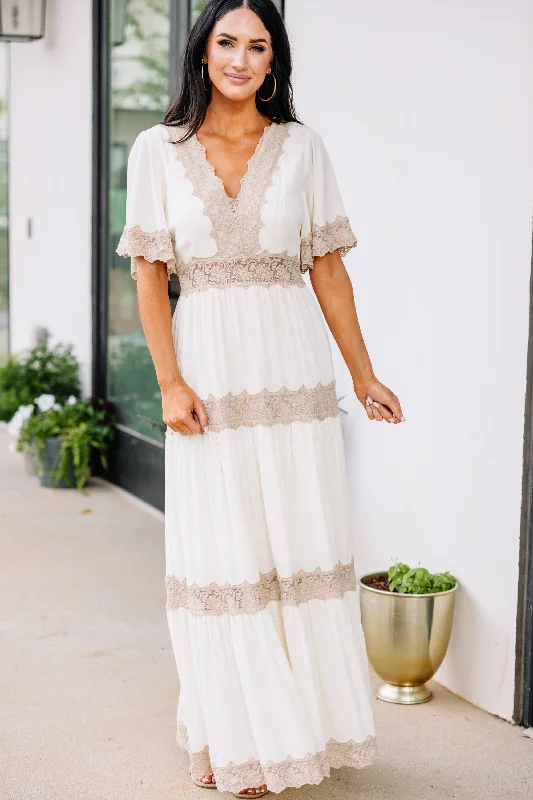 women's bridesmaid dressesOpen Spaces Cream White Lace Maxi Dress