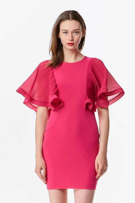 Ball Gown DressFitted Mini Dress W/ Ruffle Sleeve