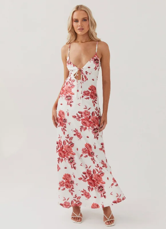 Embellished DressFlora Satin Maxi Dress - Rosa Floria