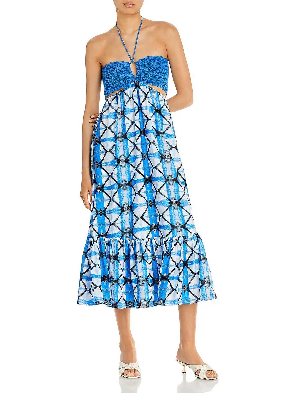 Evening DressWomens Crochet Printed Maxi Dress