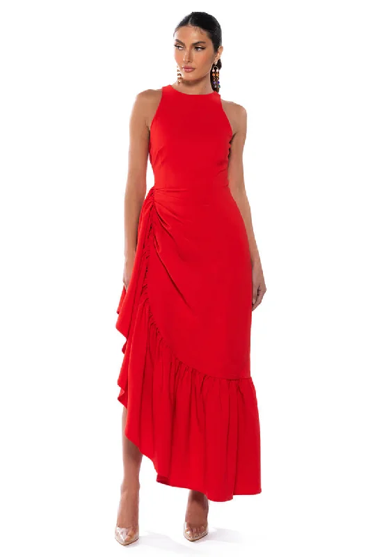 women's custom dressesDANCE WITH ME RUCHED WAIST SLEEVELESS MAXI DRESS