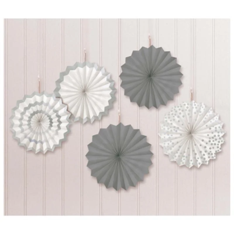 Laced-Up DressMini Fan Decoration 5 Per Package - Silver