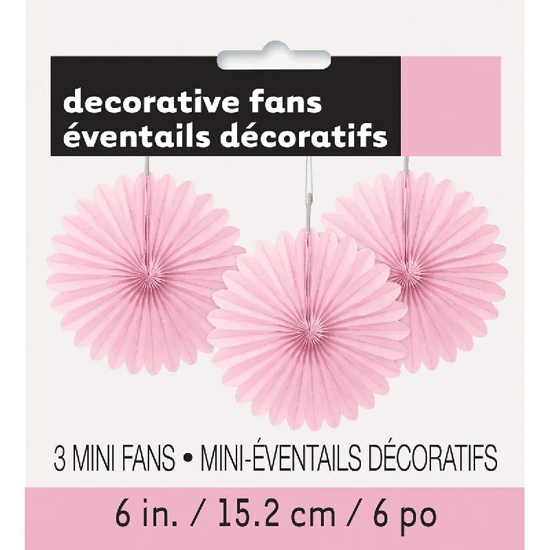 Sheath DressLight pink mini paper fans, 3 per package