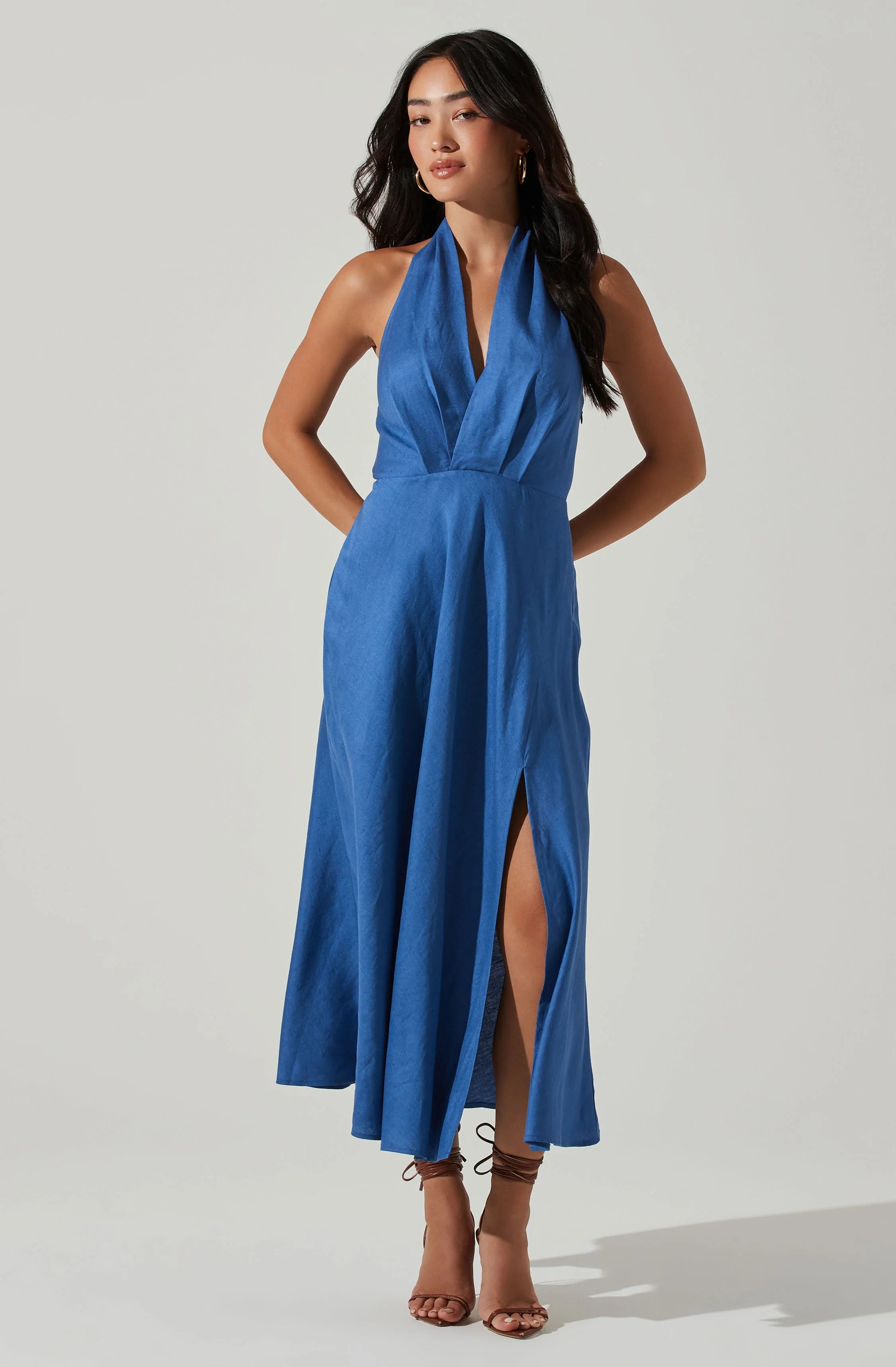 Retro DressKeava Halter Midi Dress - Blue