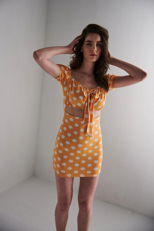 Maternity DressOrange Polka Dot Mini Dress