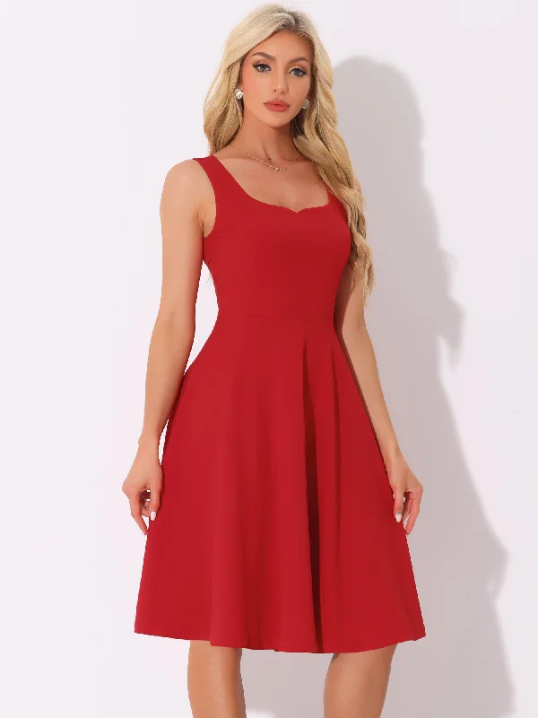 Wedding DressSweetheart Neck Sleeveless A-Line Midi Swing Dress