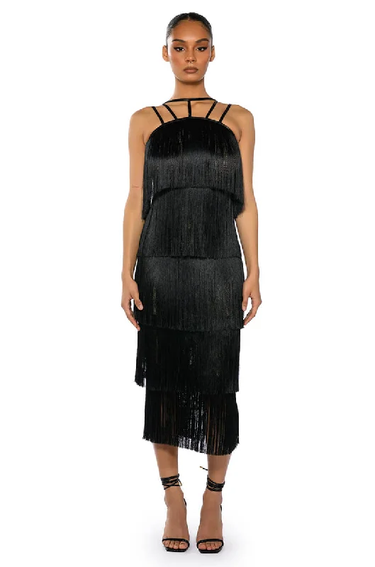 Cut-Out DressGIGGLE WATERS MAXI FRINGE LAYERED DRESS