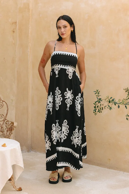 Statement DressLuna Black Abstract Maxi Dress