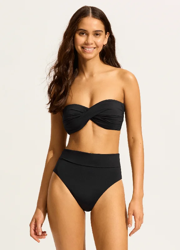 Flowy Skirt FemaleSeafolly Collective Roll Top Bikini Bottom - Black