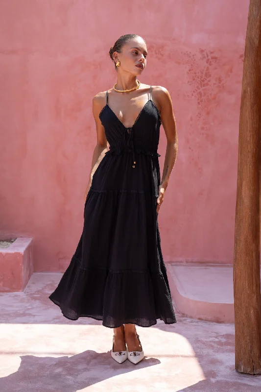 women's travel dressesElodie Black Maxi Dress