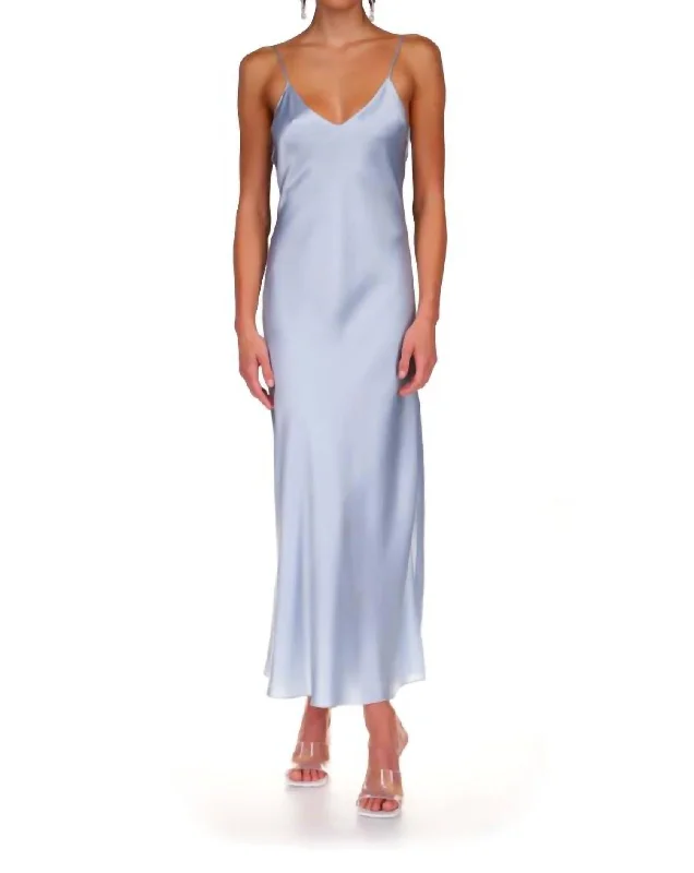 Mermaid DressMaxi Bias Slip Dress In Blue Breeze