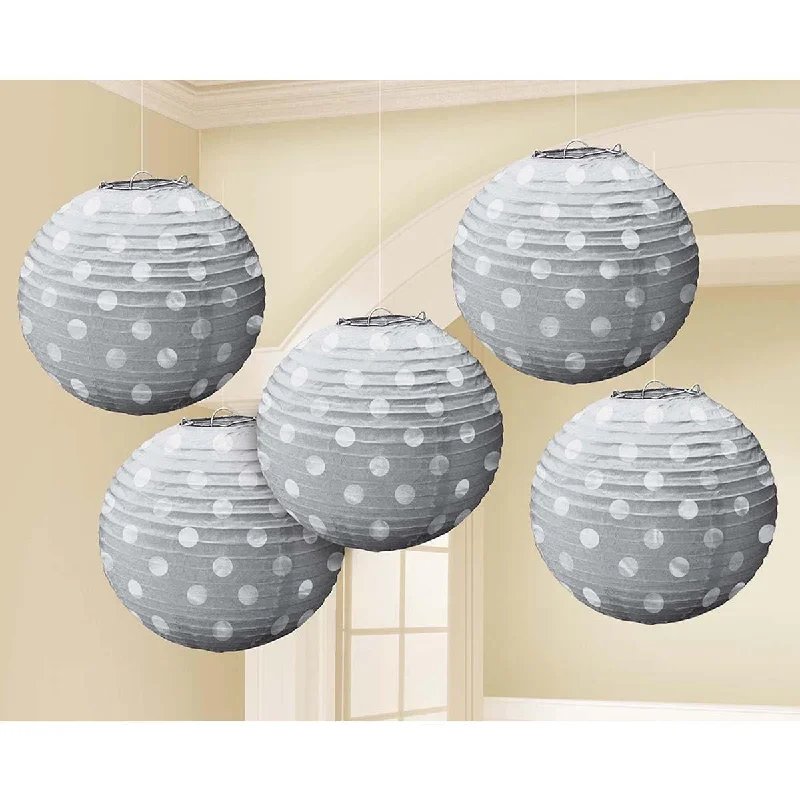 Bow-Tie DressMini Paper Lanterns 5 In. - Silver 5/pkg.