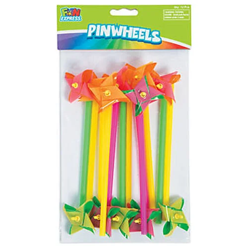 A-Line DressPlastic Mini Neon Two-Tone Pinwheels 7" | 12ct