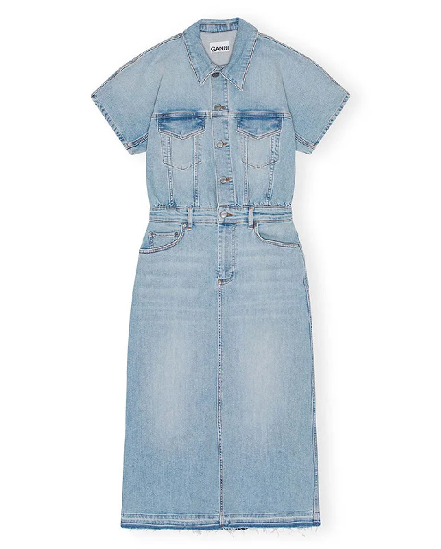 women's pastel dressesTint Denim Midi Dress Tint Wash