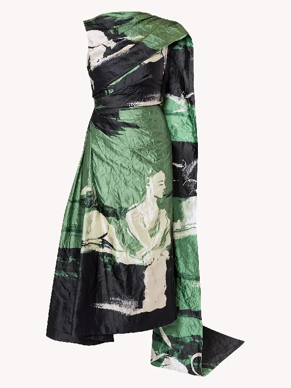 women's off-the-shoulder dressesDRAPED SCARF MIDI DRESS